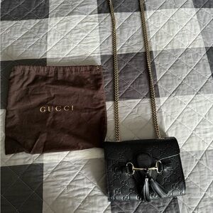 Gucci Black Embossed Leather Clutch